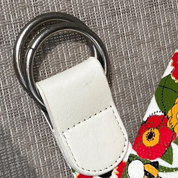 Relic Floral Belt White Multi 70s Vibe 42.5 in Silver Tone Buckle Bumblebee Boho - Picture 5 of 6